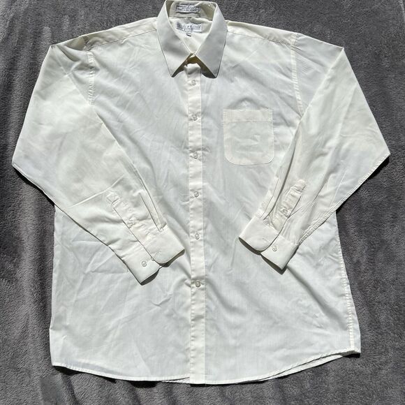 Daniel Ellissa Men's 17.5 Solid Ivory‎ Dress Shirt With Convertible Cuffs 36-37 - Picture 1 of 10